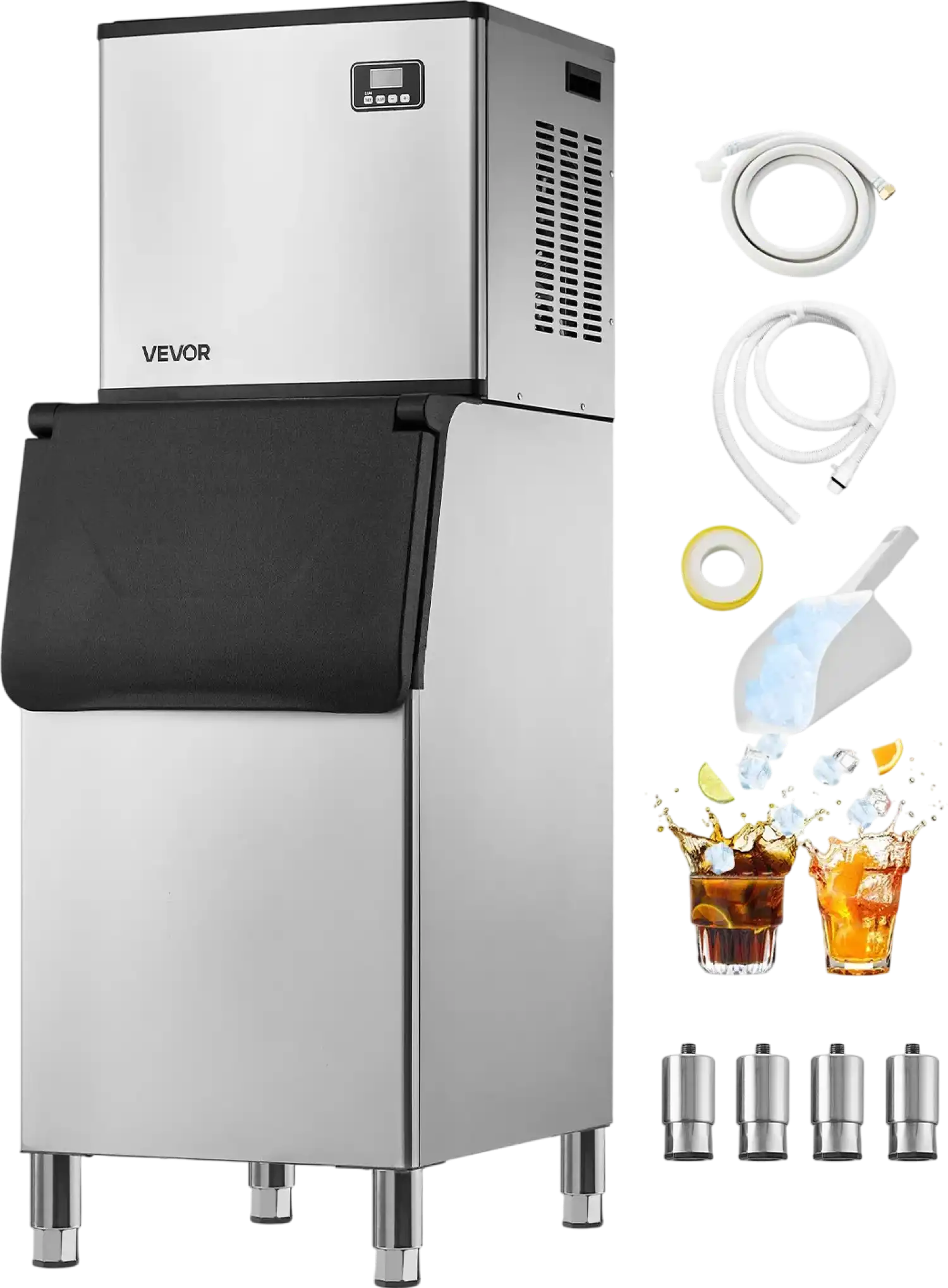 Vevor Commercial Ice Maker 500 Lbs/Day with 300 Lbs Storage Self-Cleaning Touchscreen New