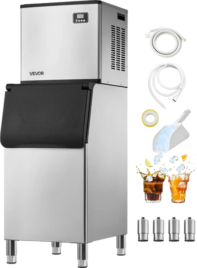 Vevor Commercial Ice Maker 500 Lbs/Day with 300 Lbs Storage Bin Self-Cleaning Touchscreen New