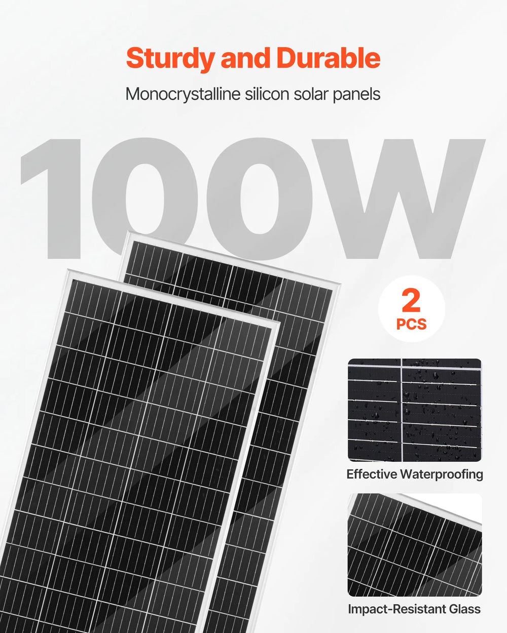 Vevor Solar Wind Power Kit 400W 12V with 2 Panels 200W Turbine Hybrid Controller New