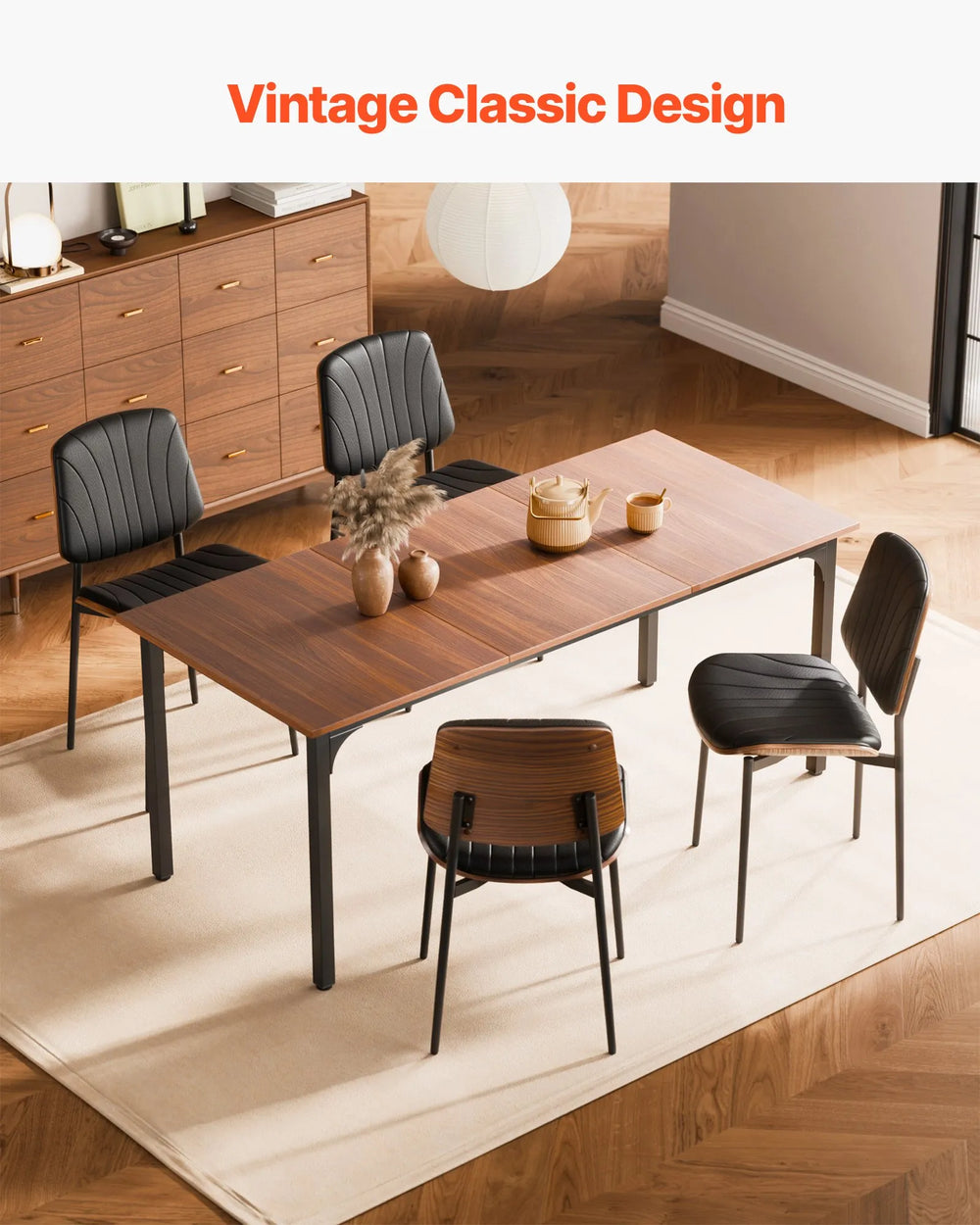 Vevor Dining Room Chairs Modern Upholstered Leather with Metal Legs Set of 6 New