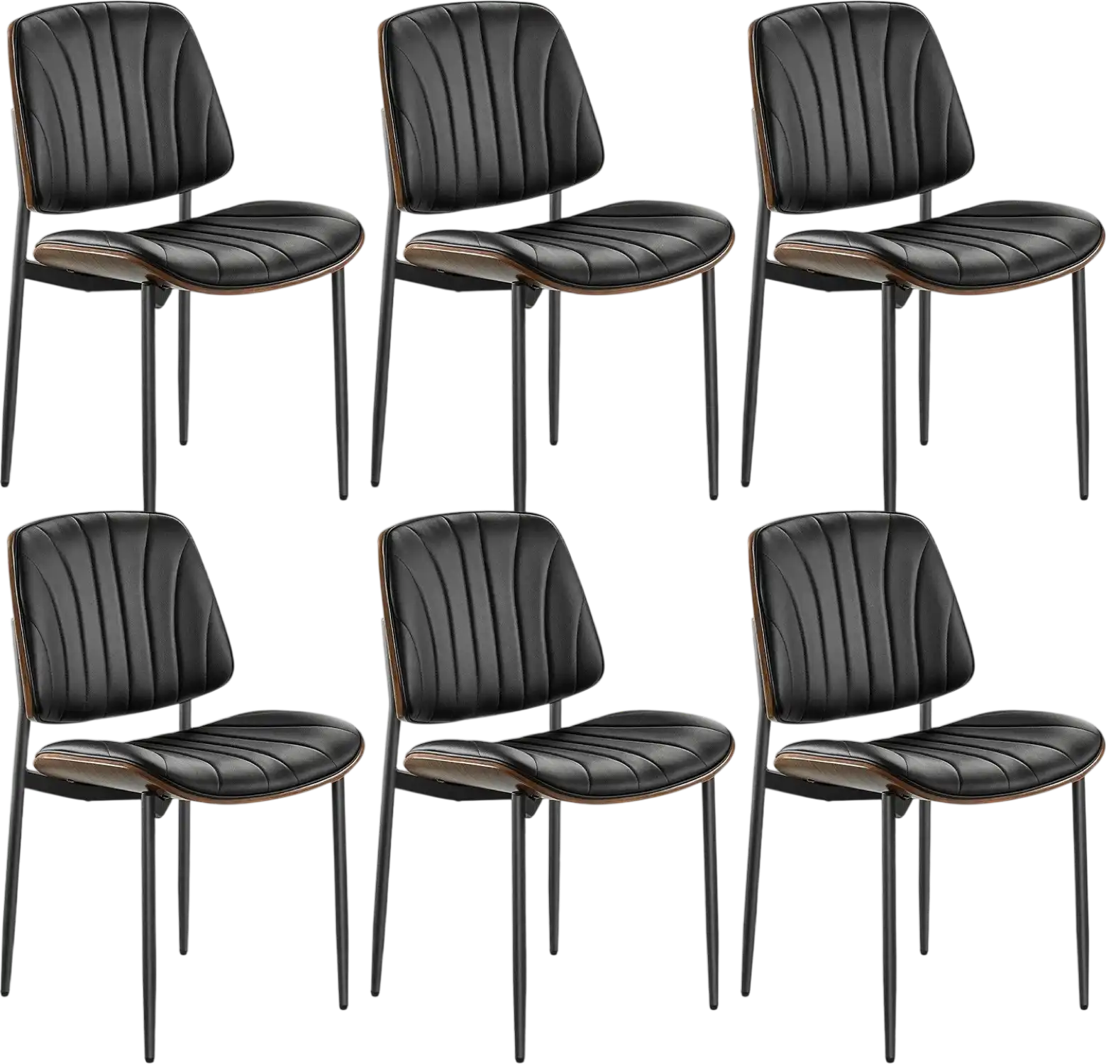 Vevor Dining Room Chairs Modern Upholstered Leather with Metal Legs Set of 6 New