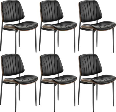 Vevor Dining Room Chairs Modern Upholstered Leather with Metal Legs Set of 6 New