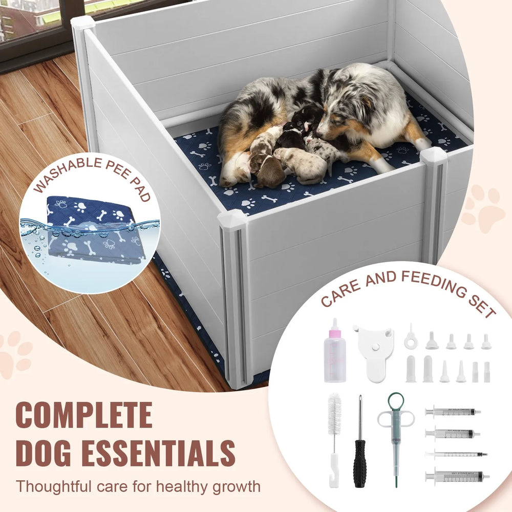 Vevor Dog Whelping Box 59.8 x 59.8 in. Puppy Pen with Washable Pad New