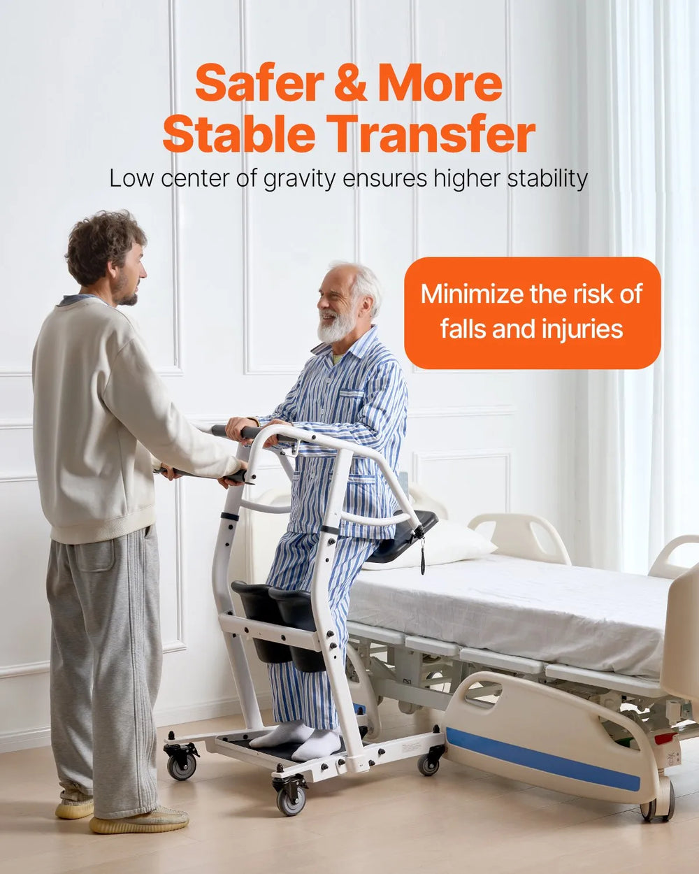 Vevor Stand Assist Patient Lift Sit-to-Stand with Adjustable Knee Pads 400 Lbs Capacity New