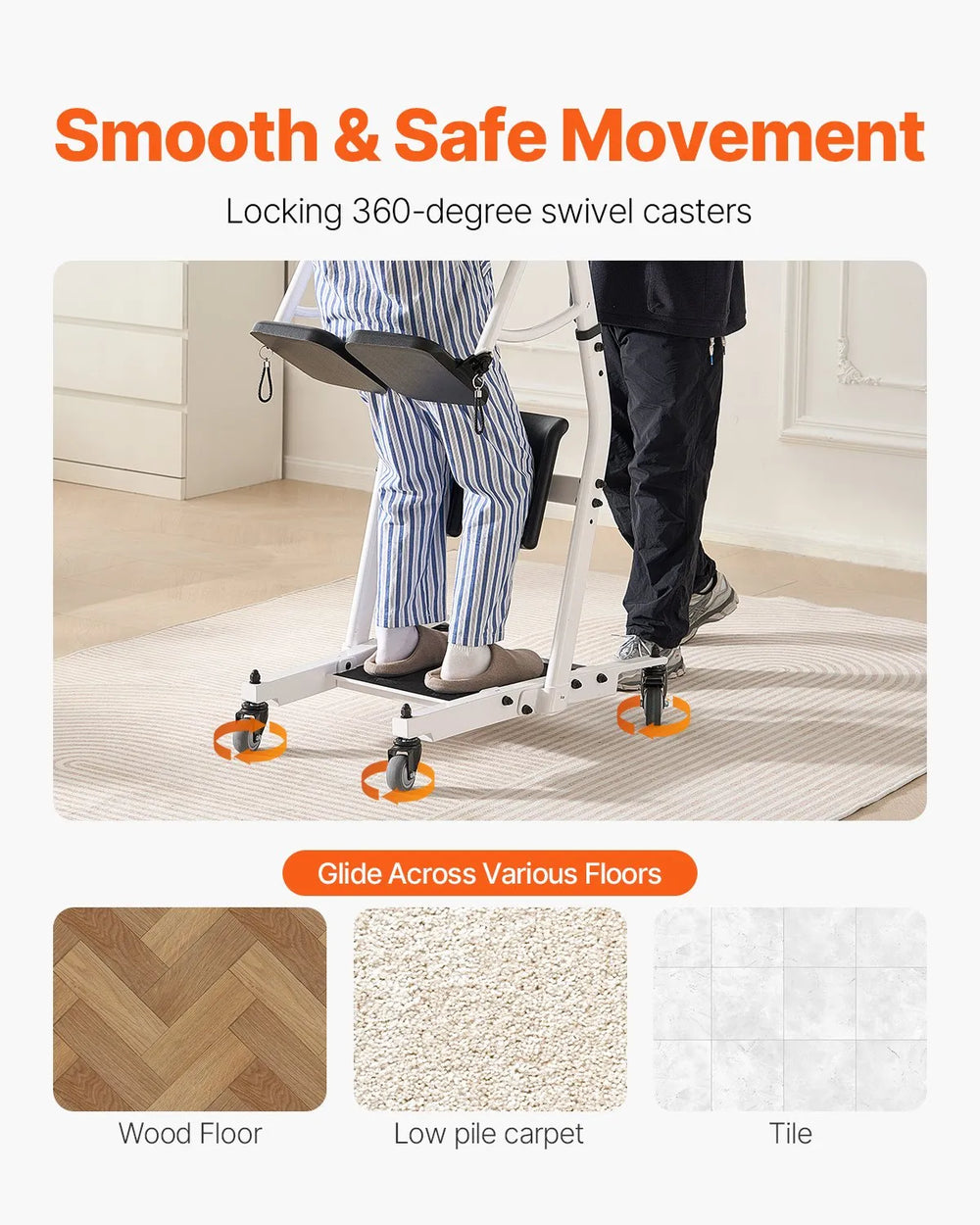 Vevor Stand Assist Patient Lift Sit-to-Stand with Adjustable Knee Pads 400 Lbs Capacity New