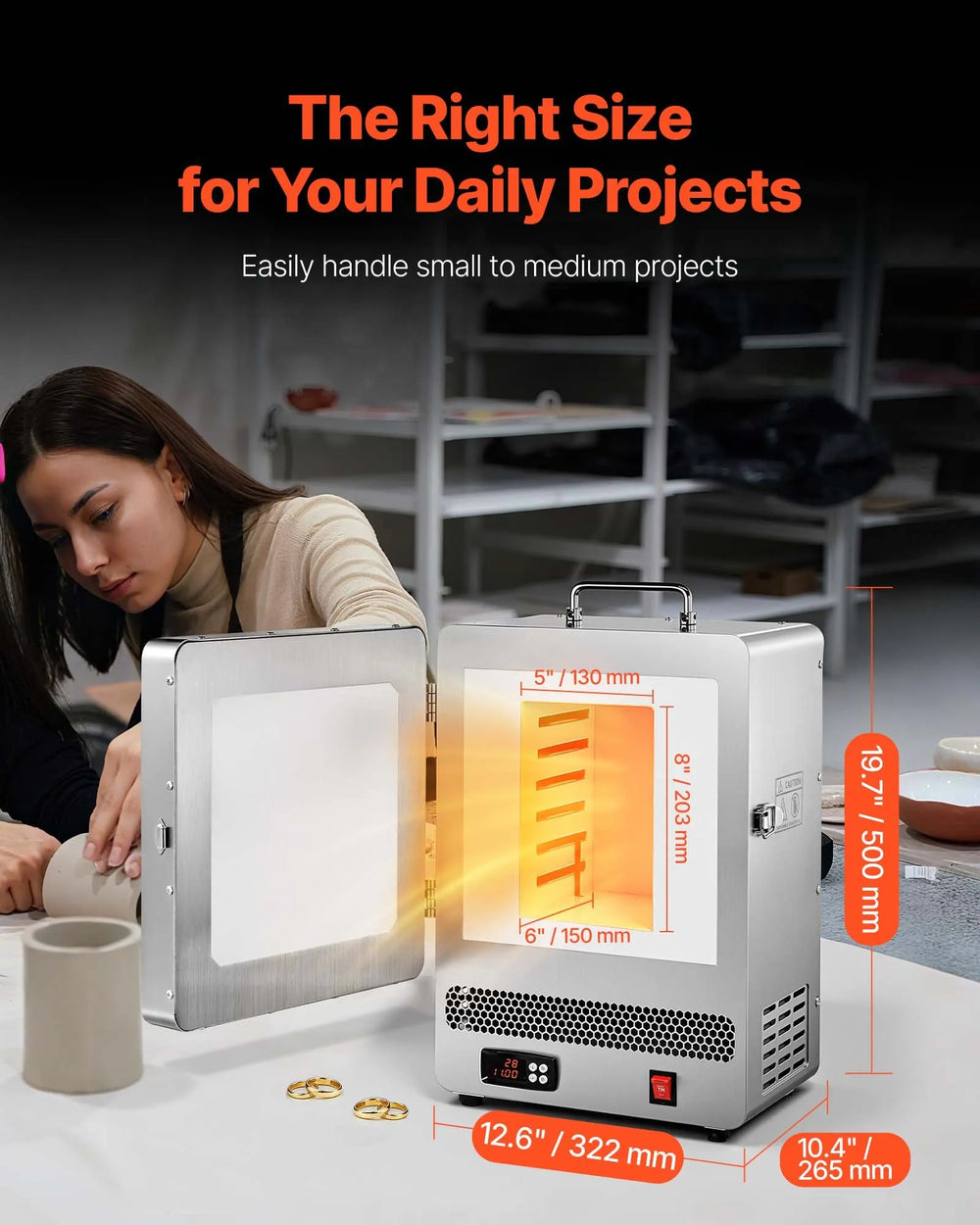 Vevor Electric Melting Furnace Kiln with Max Temperature 2192°F PID Temp Control 1650W New