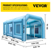 Vevor Inflatable Paint Booth 39.3' x 16.4' x 13.4' Spray Tent 1100W 350W Blowers Air Filter System New