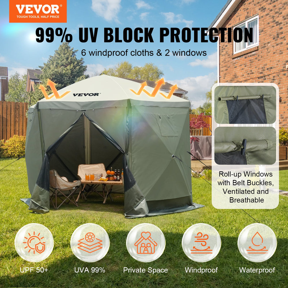 tent camping price 2026 Soccer Party Supplies VEVOR 10x10FT Pop Up Gazebo Tent 6-sided Screen Canopy with Removable Privacy Wind Cloths Mesh Windows Mosquito Netting