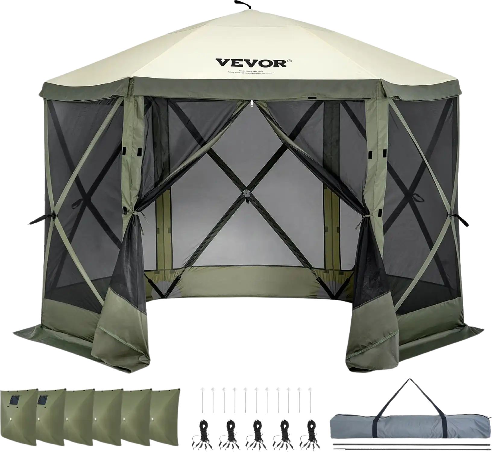 Vevor Pop Up Gazebo Tent 6 Sided Canopy with Privacy Windows 10' x 10' New