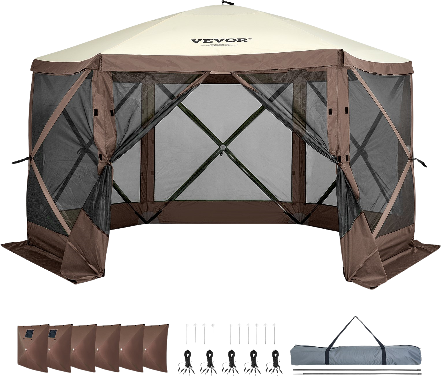 Vevor Pop Up Gazebo Tent 6 Sided Canopy with Privacy Windows 11.5' x 11.5' New