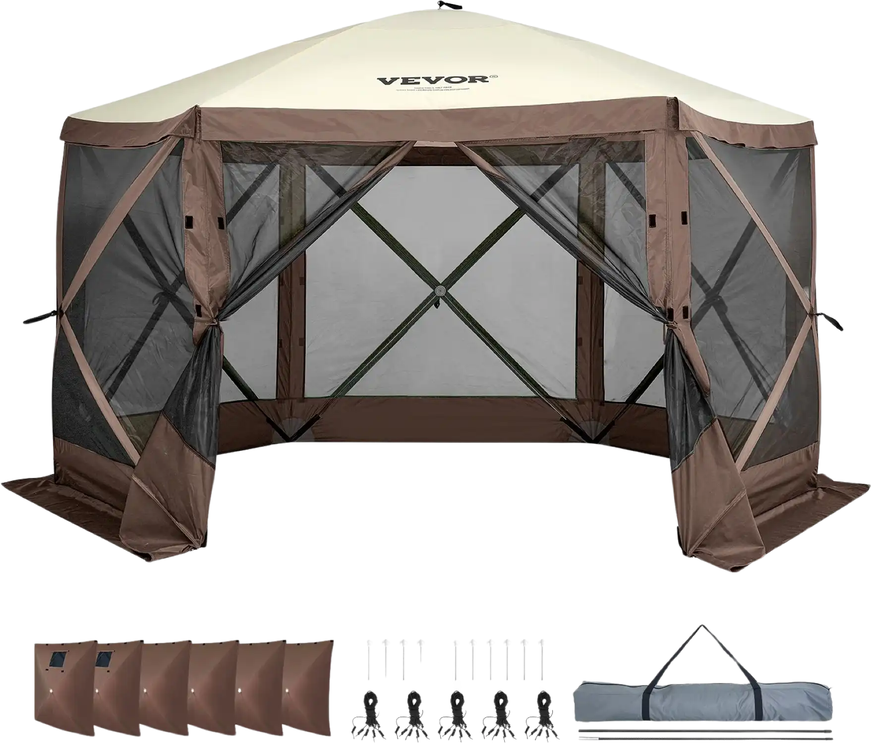 Vevor Pop Up Gazebo Tent 6 Sided Canopy with Privacy Windows 11.5' x 11.5' New