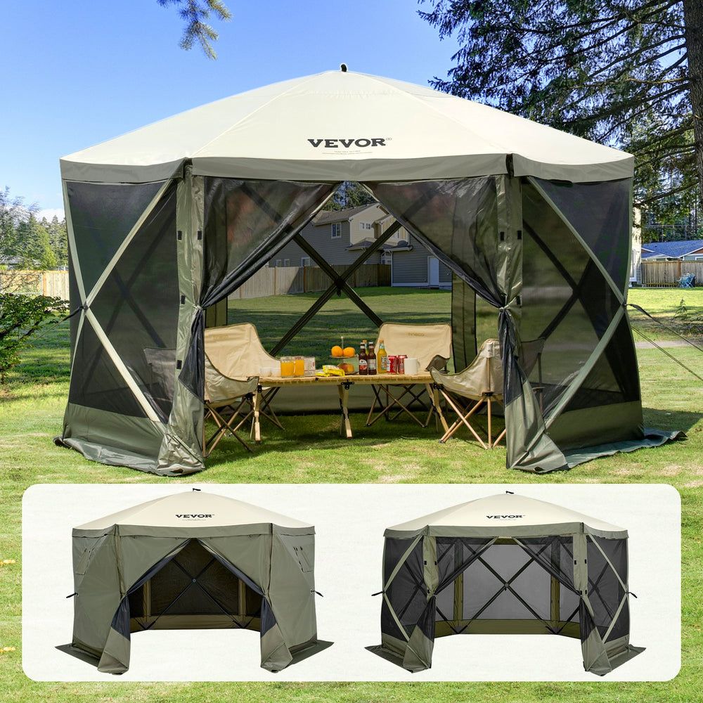 Vevor Pop Up Gazebo Tent 6 Sided Canopy with Privacy Windows 12' x 12' New