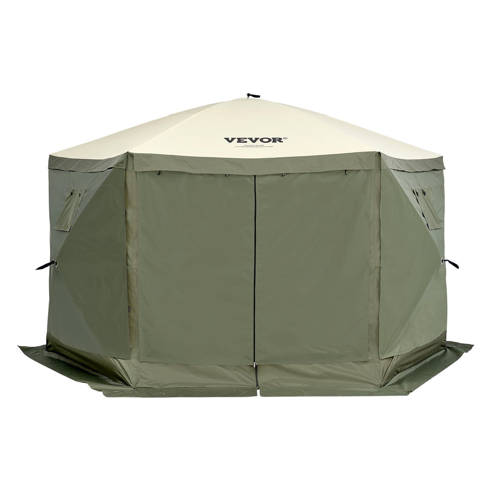 pop up screen tent VEVOR Pop Up Gazebo Tent 12 ft. x 12 ft. Pop-Up Screen Tent 6 Sided Canopy Sun Shelter with 6 Removable Privacy Wind Cloths
