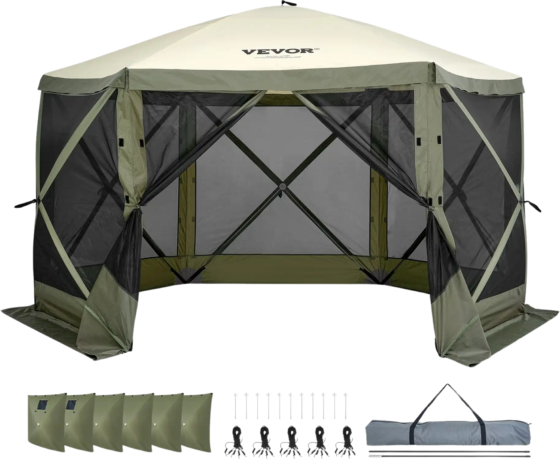 Vevor Pop Up Gazebo Tent 6 Sided Canopy with Privacy Windows 12' x 12' New