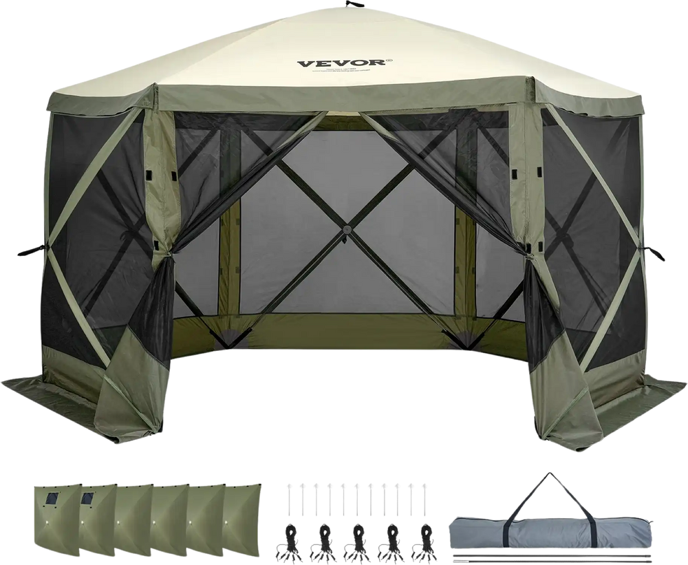 Vevor Pop Up Gazebo Tent 6 Sided Canopy with Privacy Windows 12' x 12' – FactoryPure