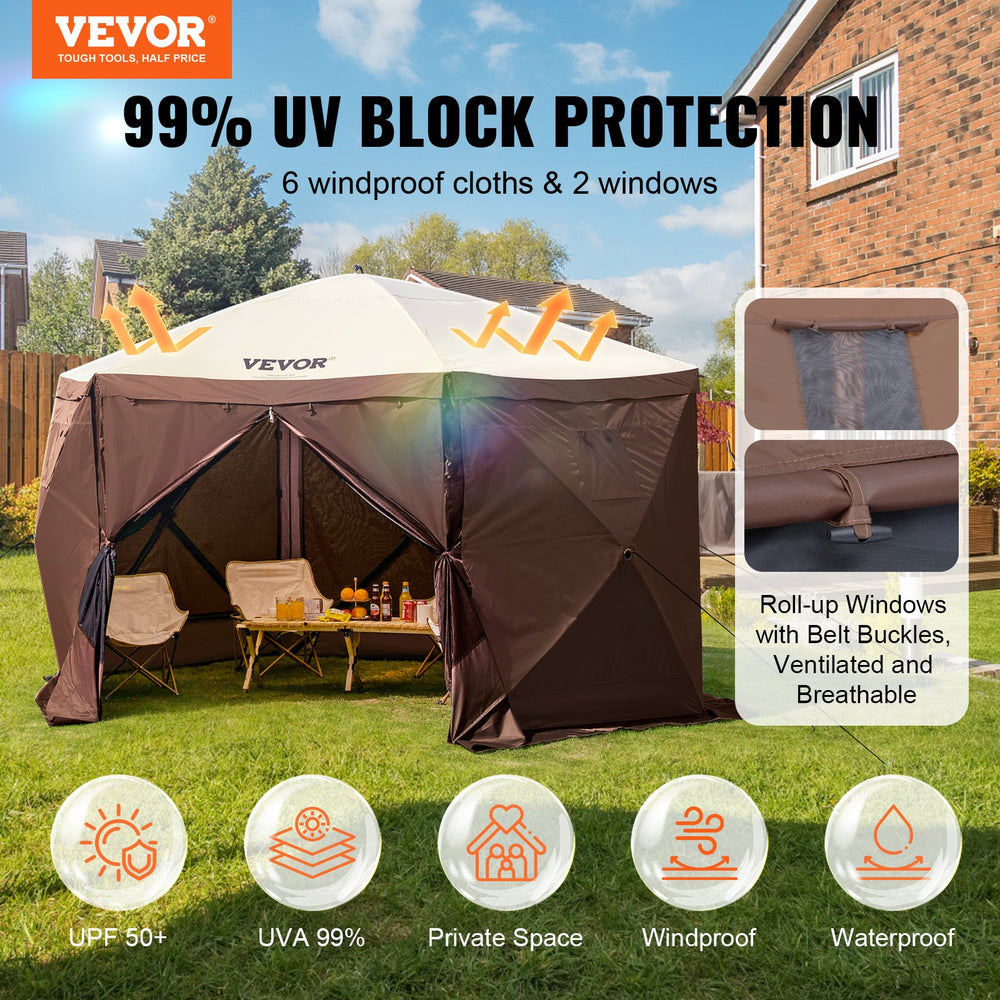 Vevor Pop Up Gazebo Tent 6 Sided Canopy with Privacy Windows 12.5' x 1 – FactoryPure