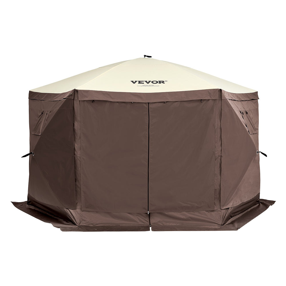 pro tent pavillon VEVOR Pop Up Gazebo Tent Pop-Up Screen Tent 6 Sided Canopy Sun Shelter with 6 Removable Privacy Wind Cloths & Mesh Windows 12.5x12.5FT Quick Set