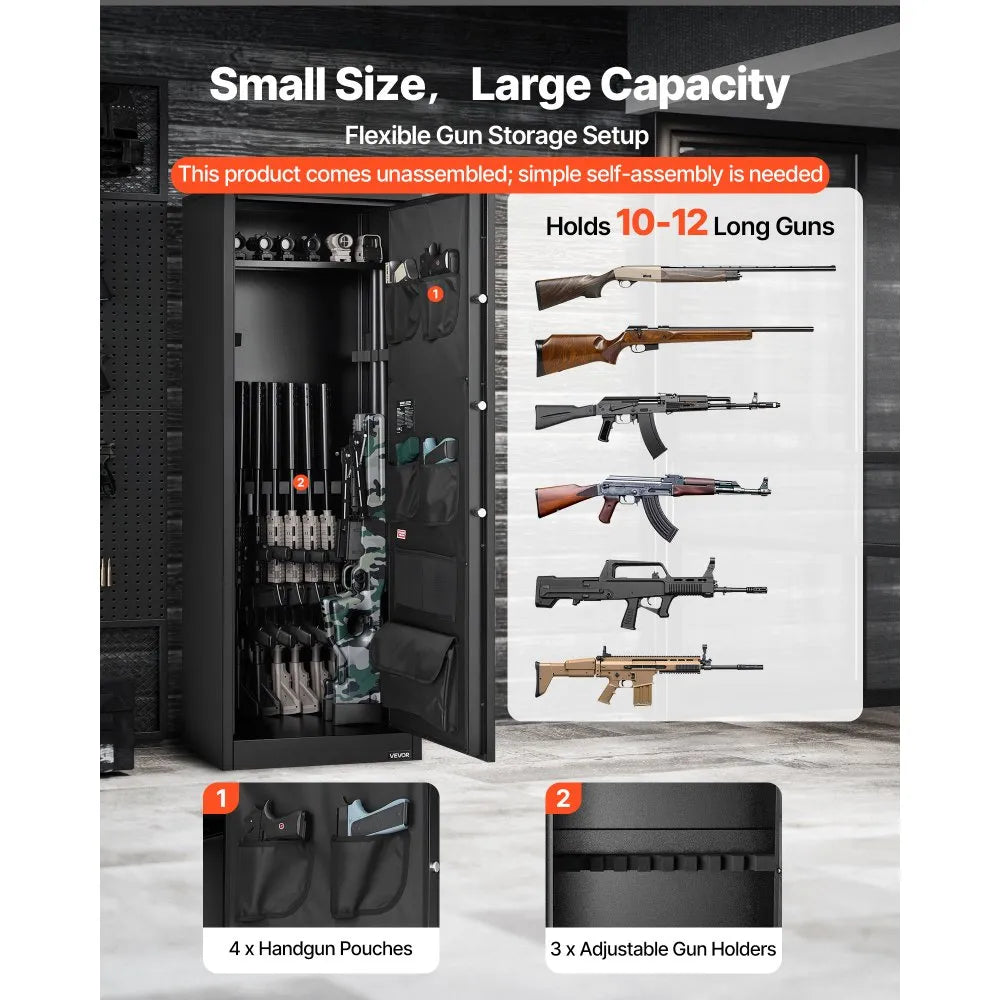 Vevor Gun Safe Cabinet 10-12 Rifles Quick Access Key and Password Lock New