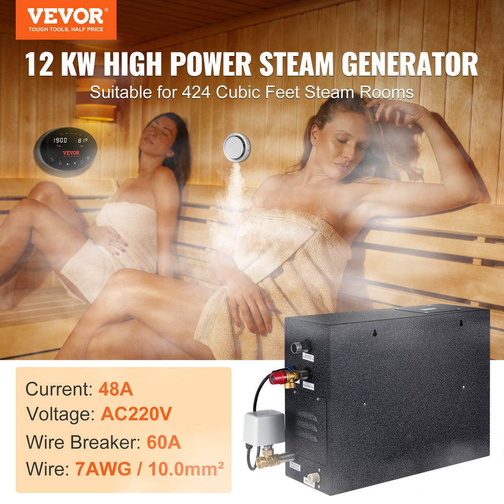 Vevor Steam Generator w/ Segmented Heating & Custom Temperature 12 kW 424 Cu. Ft. New