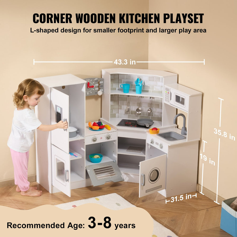 Vevor Wooden Kitchen Playset for Kids with 24pcs Accessories New