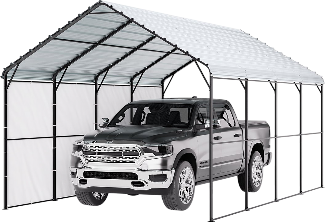 Vevor Metal Carport Heavy Duty Garage Shelter 12 x 20 FT with Removable Sidewall New