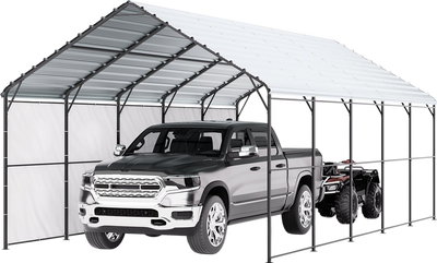 Vevor Metal Carport Heavy Duty Garage Shelter 13 x 26 FT with Removable Sidewall New