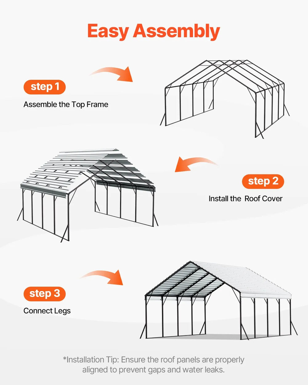 Vevor Metal Carport Heavy Duty Garage Shelter 20 x 20 FT with Removable Sidewalls New