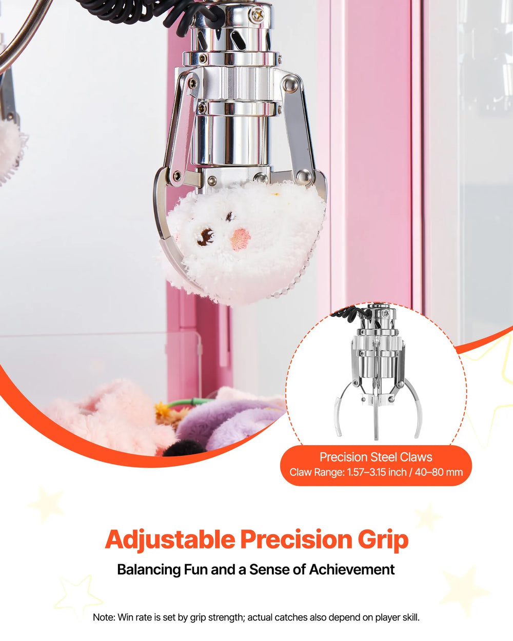 Vevor Claw Crane Machine with Adjustable Precision Grip 30W New