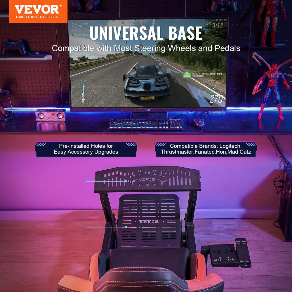 Vevor Heavy Duty Racing Wheel Stand with Locking Casters for Logitech ...