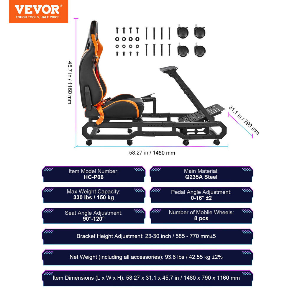 Vevor Heavy Duty Racing Wheel Stand with Locking Casters for Logitech ...