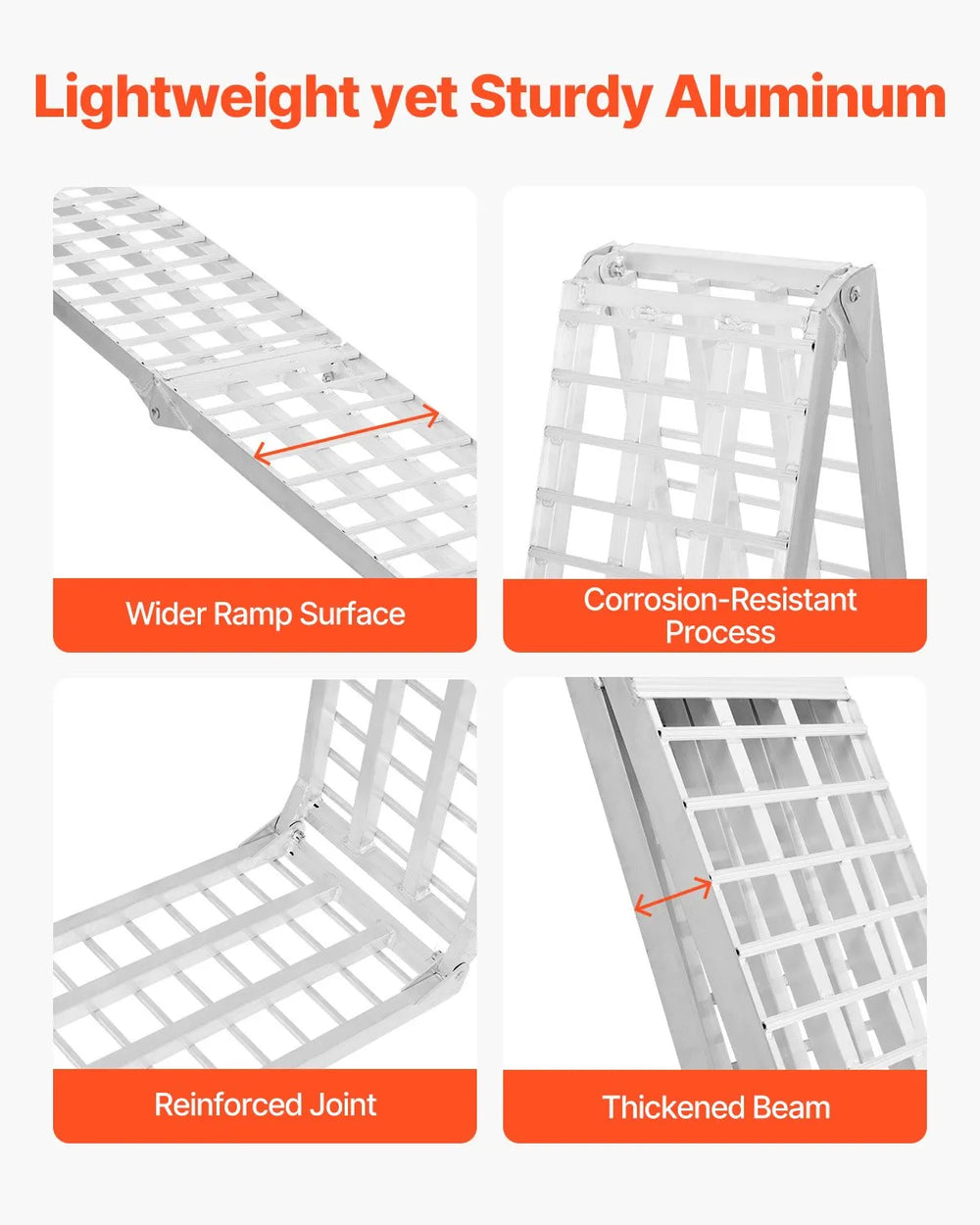 Vevor Aluminum Loading Ramp 120" x 17.7" Heavy-Duty with Handles 1000 Lbs New