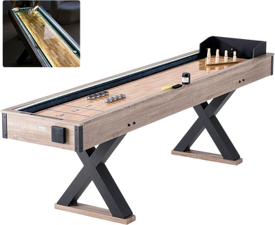 Vevor Shuffleboard Table with LED 2 in 1 Bowling Combo Game Set 9' New