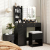Vanity Dressing Table and Chair Set with Mirror and Lights-Black - Gallery View 1 of 10