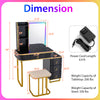 Costway Vanity Table Set with RGB LED Lights and Wireless Charging Station New