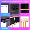 Costway Vanity Table Set with RGB LED Lights and Wireless Charging Station New
