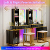 Costway Vanity Table Set with RGB LED Lights and Wireless Charging Station New