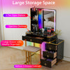Costway Vanity Table Set with RGB LED Lights and Wireless Charging Station New