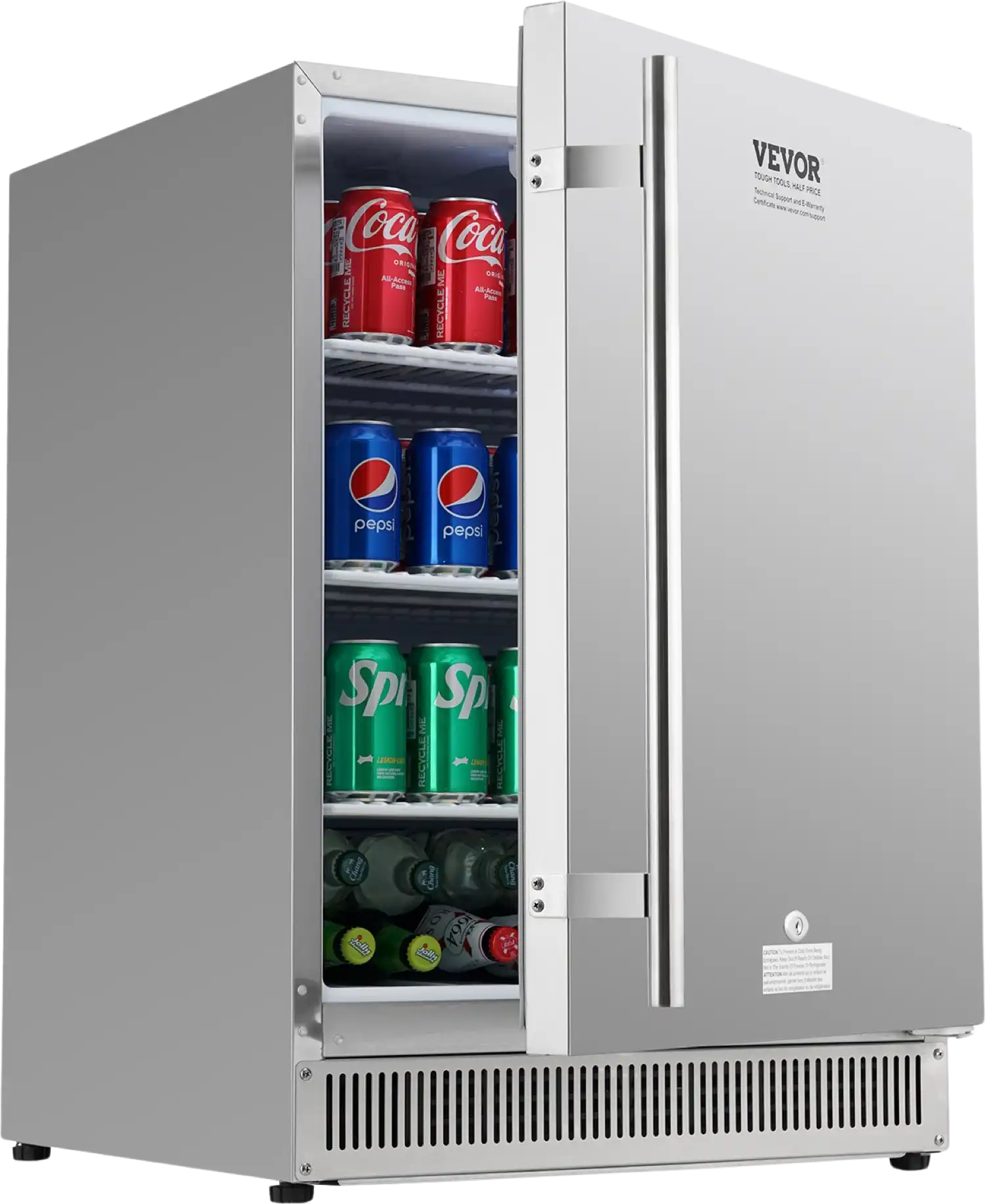 VEVOR 24 inch Indoor/Outdoor Beverage Refrigerator Stainless Steel 185QT Capacity New