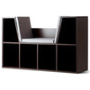 6-cubby kid storage bookcase with cushioned reading nook in brown, perfect for organizing books and toys.