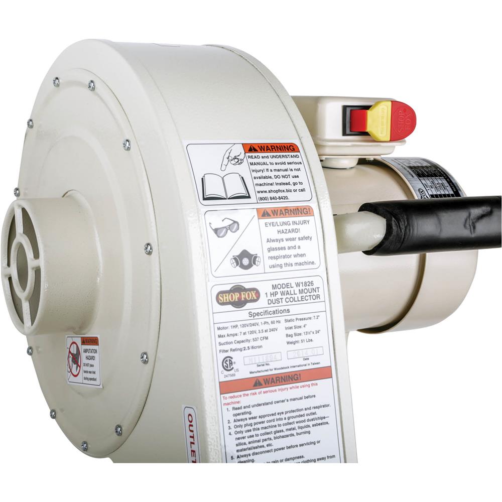 Shop Fox W1826 - 1 HP Wall Dust Collector