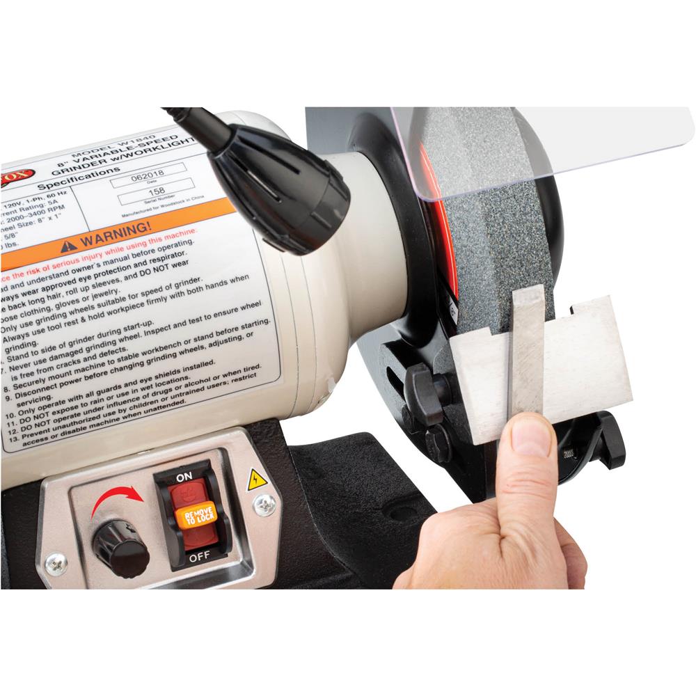 Shop Fox W1840 - 8" Variable-Speed Grinder with Work Light