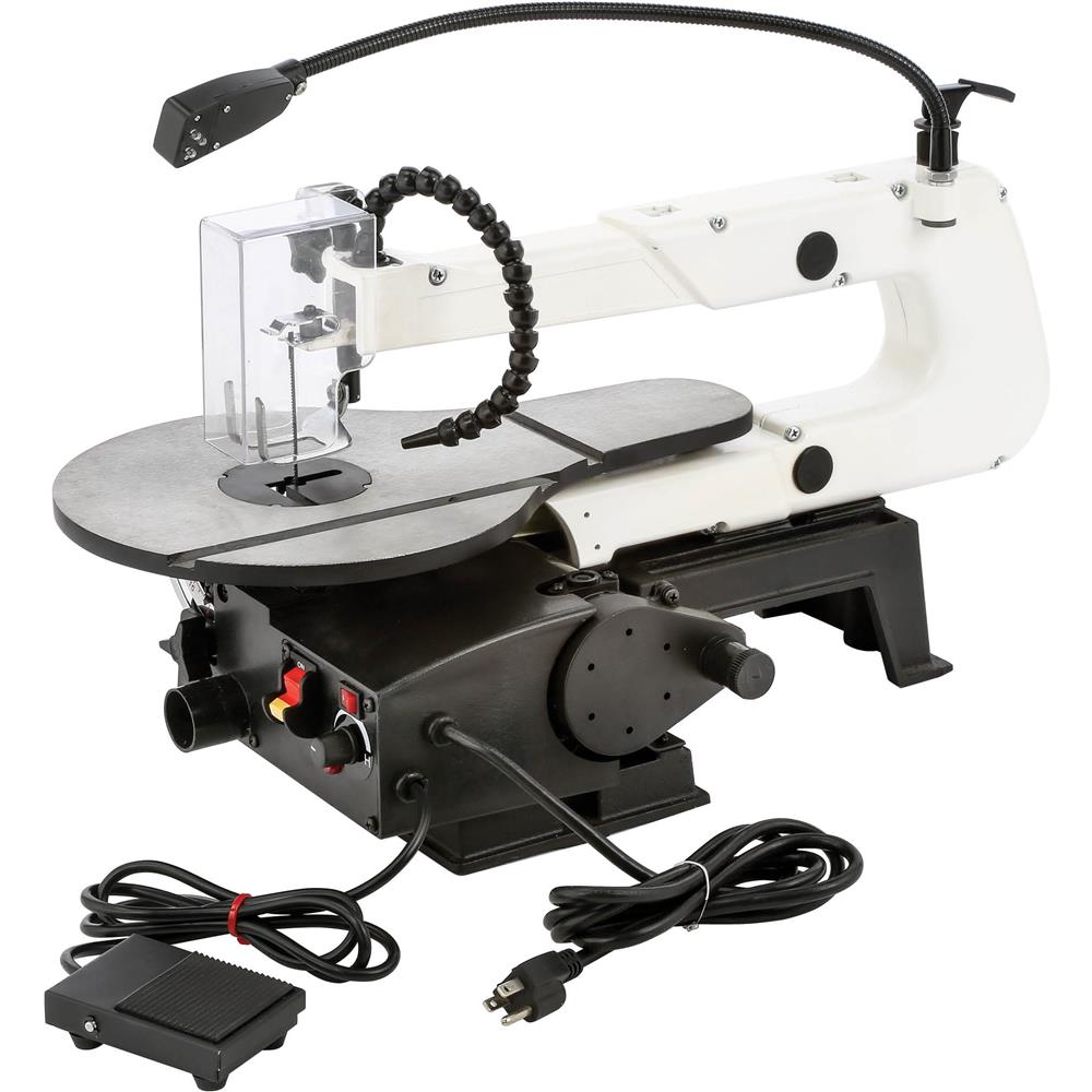 Shop Fox W1872 - 16" VS Scroll Saw w/ Foot Switch, LED, Miter Gauge, & Rotary Shaft
