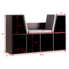 6-cubby kid storage bookcase with cushioned reading nook in brown, ideal for organizing toys and books in any room.