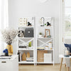 4-tier white leaning ladder shelf bookcase made of durable MDF, perfect for organizing books and decor in home or.