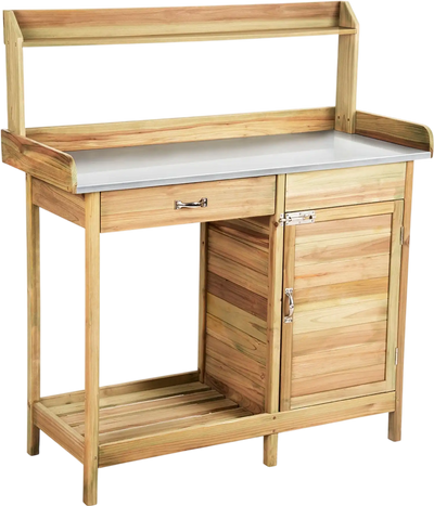 Costway Outdoor Garden Wooden Potting Bench Work Station 91572463 New