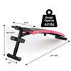 Adjustable height abdominal twister trainer bench in red, featuring a weight capacity of 441 lbs for versatile workouts.