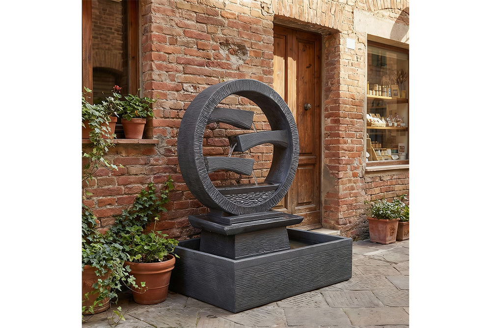 Exaco Wagon Wheel Outdoor Water Fountain 45" Tall New