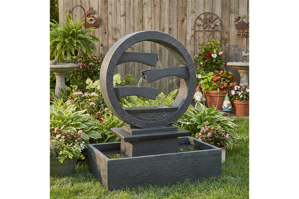 Exaco Wagon Wheel Outdoor Water Fountain 45" Tall New