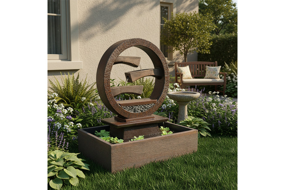 Exaco Wagon Wheel Outdoor Water Fountain 45" Tall New