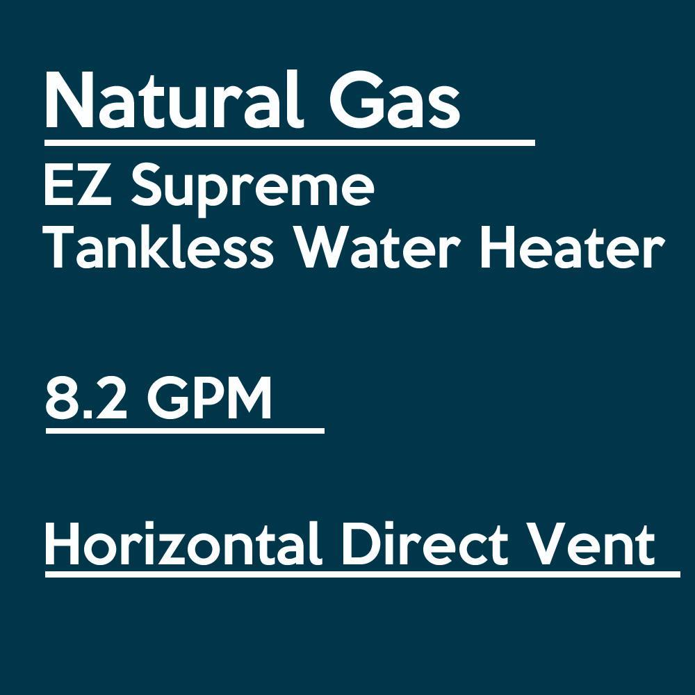 EZ Tankless EZSUPNG Supreme Indoor Tankless Water Heater 8.2 GPM 165000 BTU Natural Gas Direct Vent Kit Manufacturer RFB